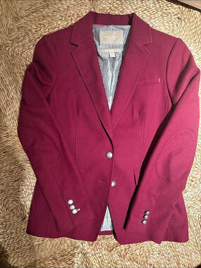 Banana Republic Blazer Jacket Wool Blazer in Cranberry/Burgundy Size 4 Like New